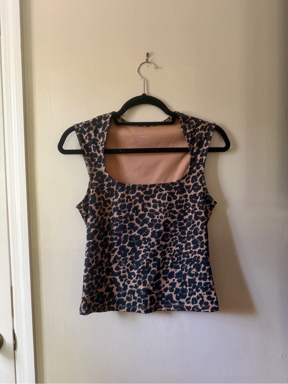 Maeve Leopard Square Neck Tank Top - Brown & Black